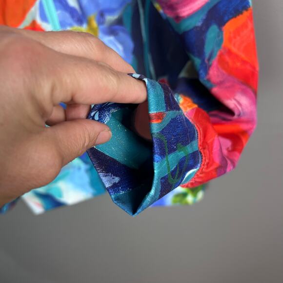 Claire Desjardins Track Jacket Medium Art to Wear Painting Floral Colorful - Picture 7 of 11